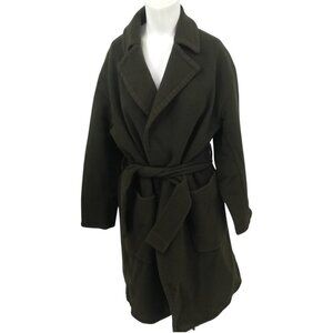 Vince Green Wool Blend Patch Pocket Belt Waist Jacket Size M Olive Belted